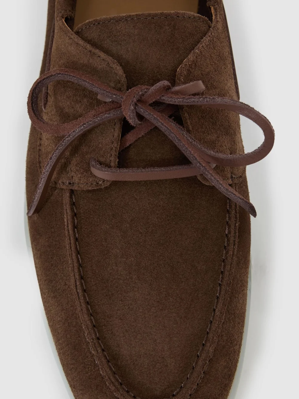 Reiss Brown Suede Lace-up Boat Shoes, view 4