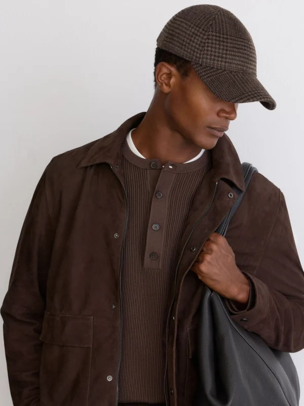 Reiss Brown Wool-blend Houndstooth-check Baseball Cap,