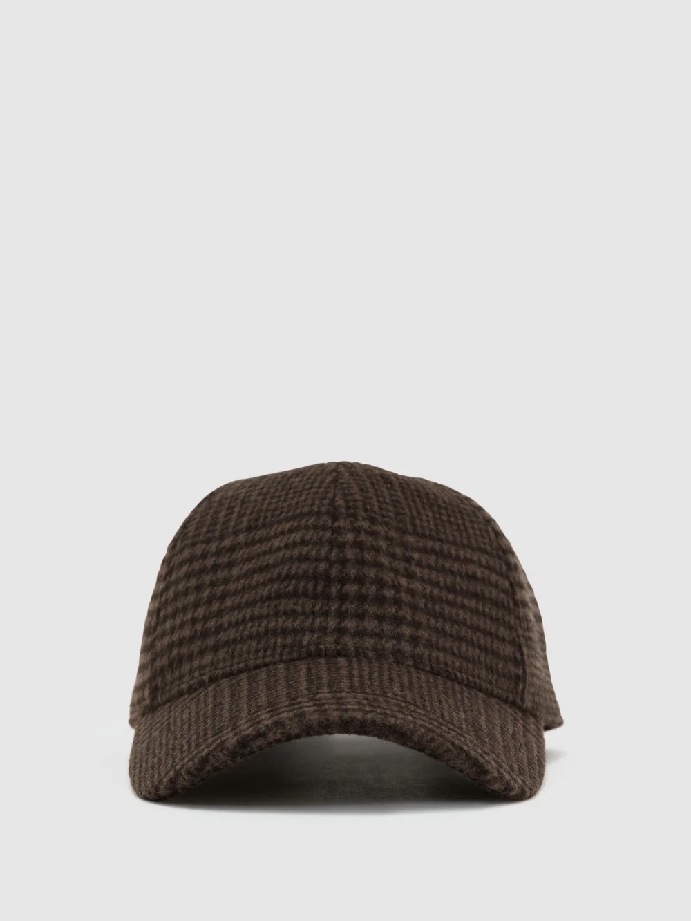 Reiss Brown Wool-blend Houndstooth-check Baseball Cap,, view 2