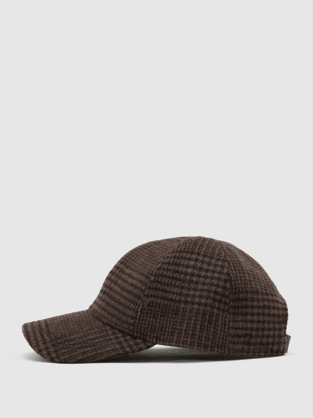 Reiss Brown Wool-blend Houndstooth-check Baseball Cap,, view 3