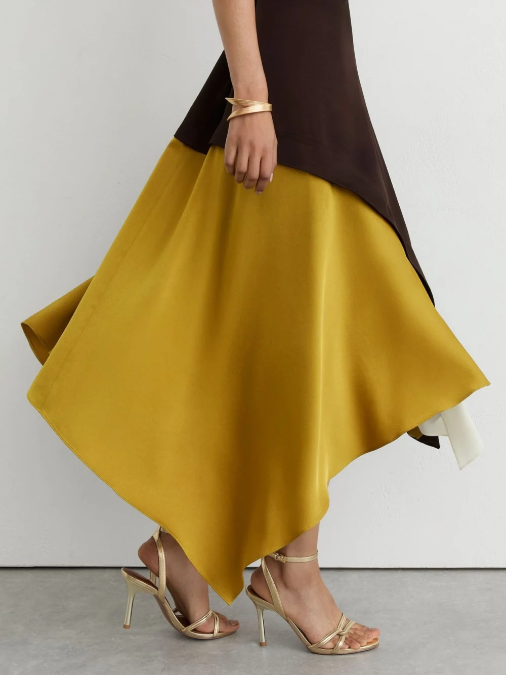 Reiss Burgundy & Green Colour-block Layered Midi Dress, view 3