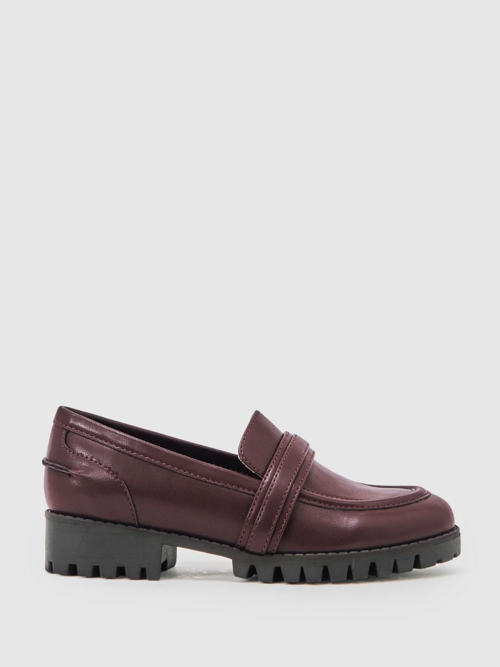 Reiss Burgundy Chunky Lug-sole Loafers, view 2