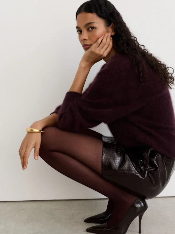 Reiss Burgundy Coloured 40 Denier Tights