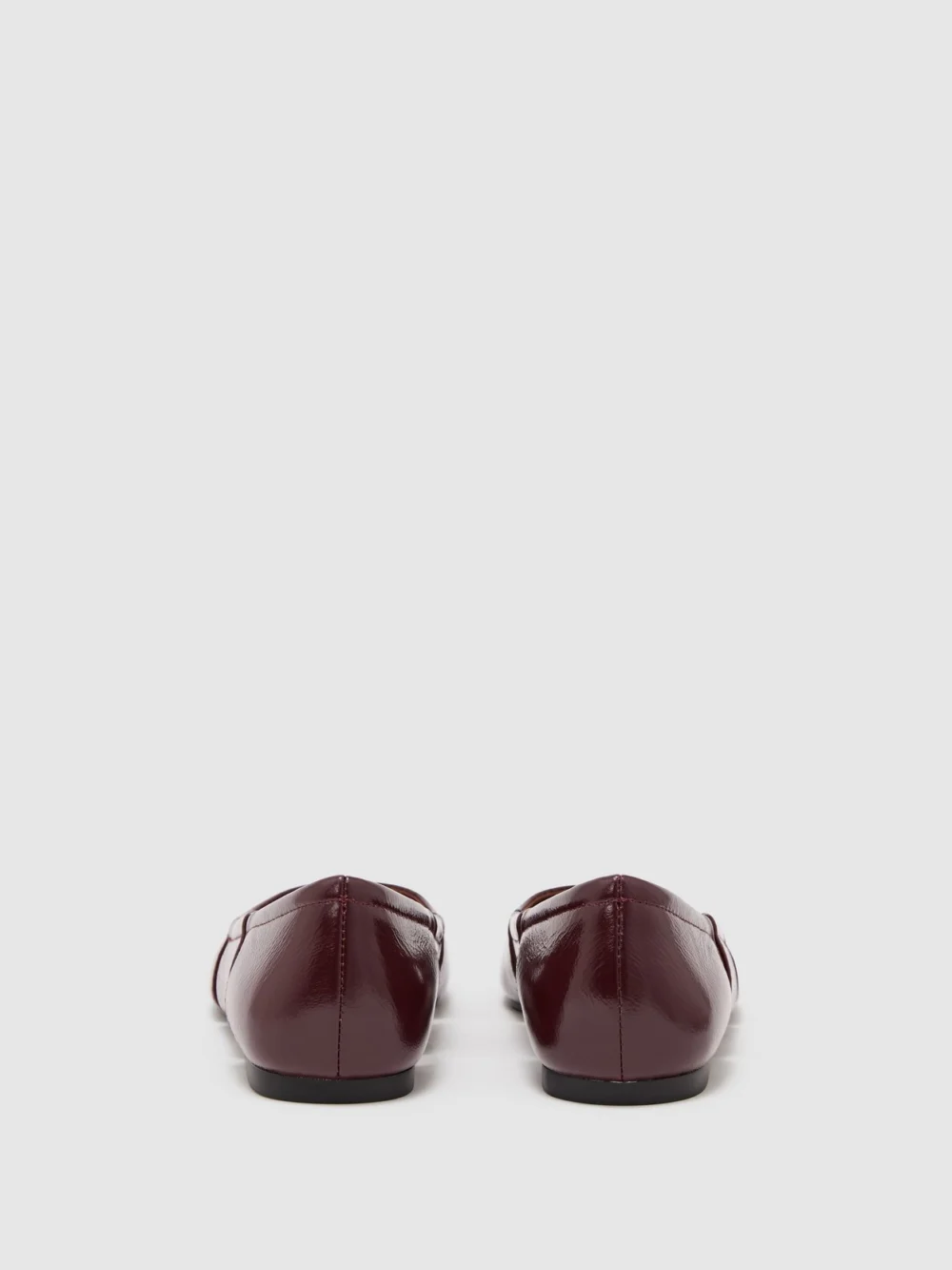 Reiss Burgundy Leather Cut-out Ballet Flats, view 4
