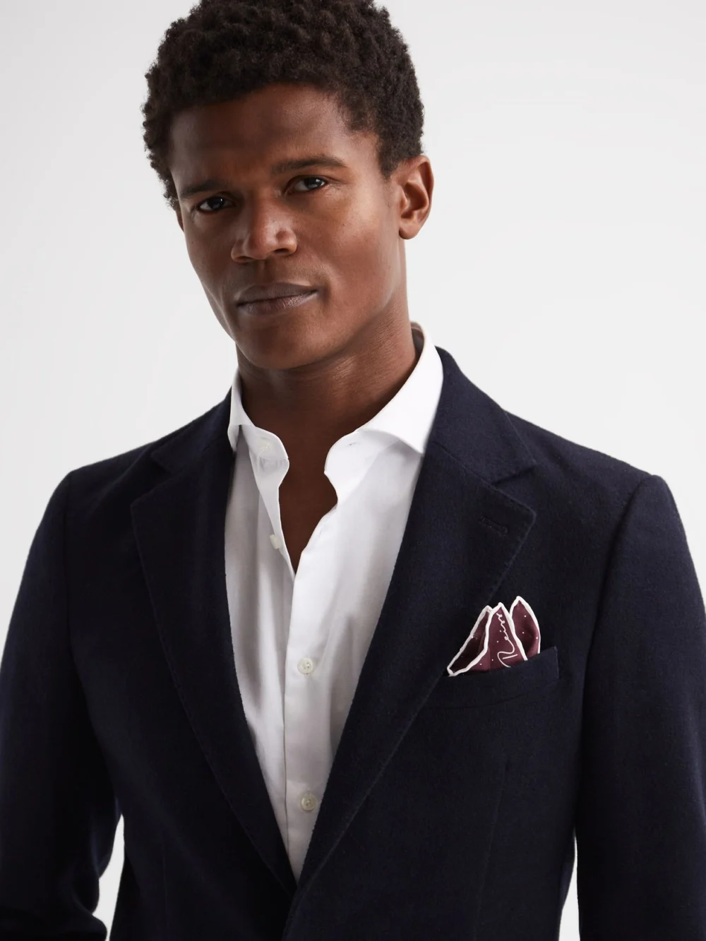 Reiss Burgundy Polka Dot Silk Pocket Square, view 2