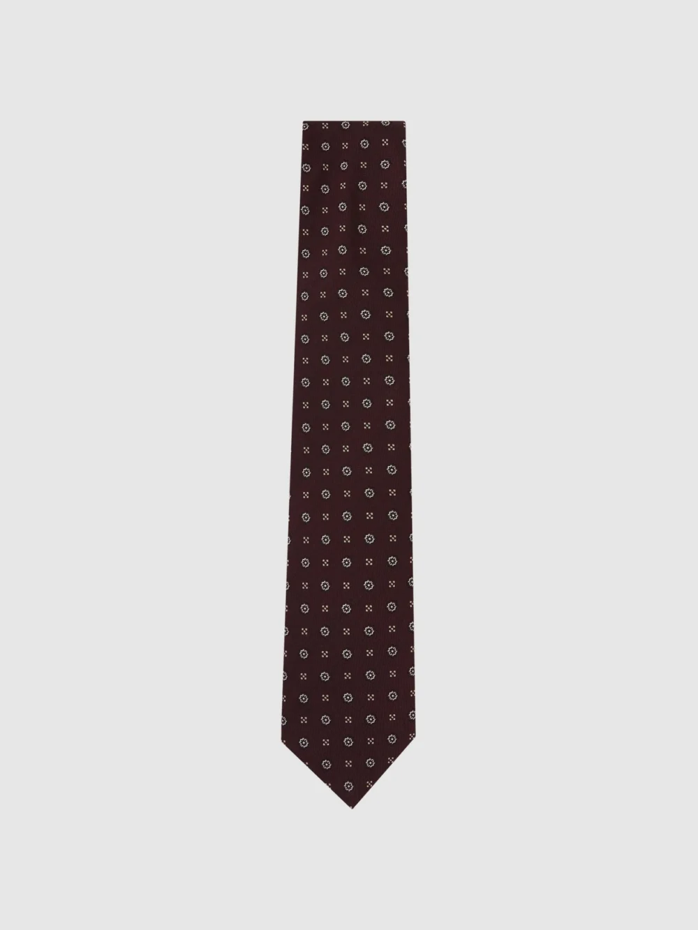 Reiss Burgundy Silk-blend Micro Floral Medallion Tie,, view 2