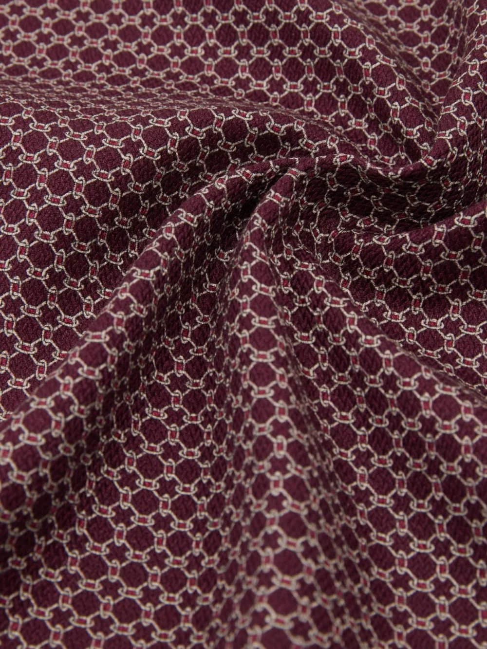 Reiss Burgundy Silk Geometric Chain-print Pocket Square, view 3