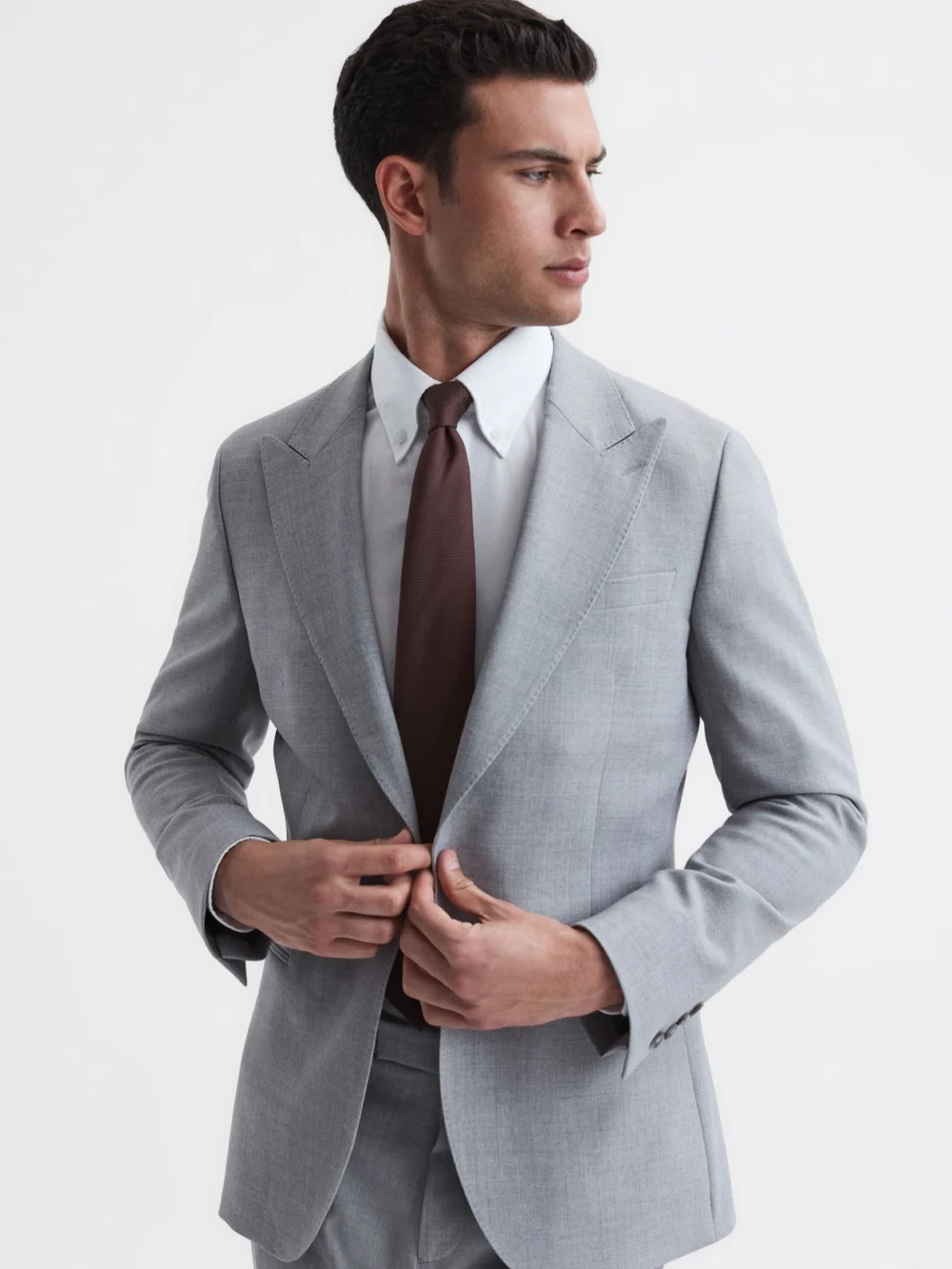 Reiss Burgundy Textured Tie, view 2