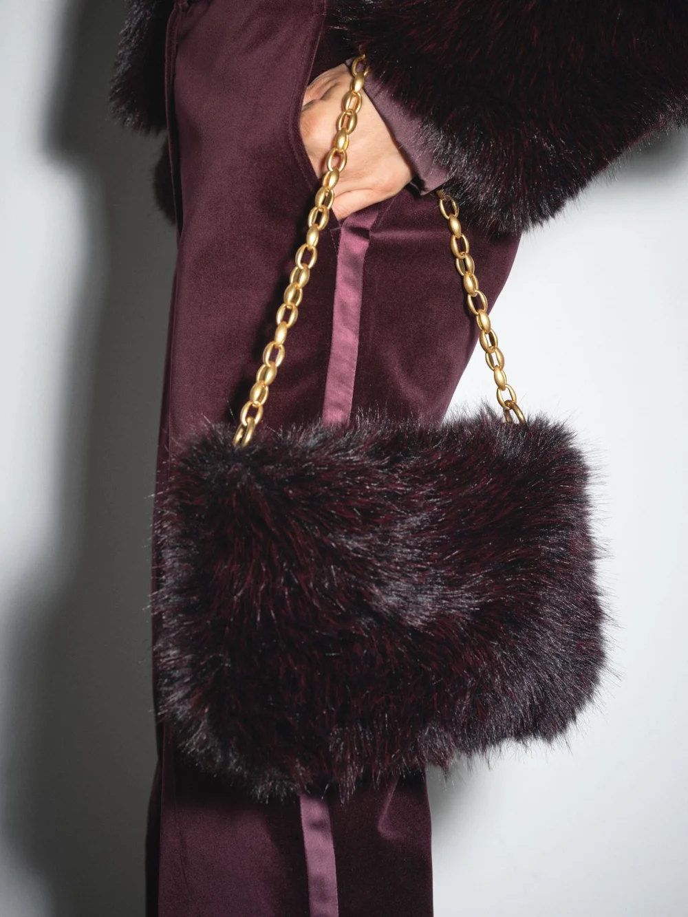 Reiss Burgundy Velvet Tuxedo-stripe Flared Trousers, view 3