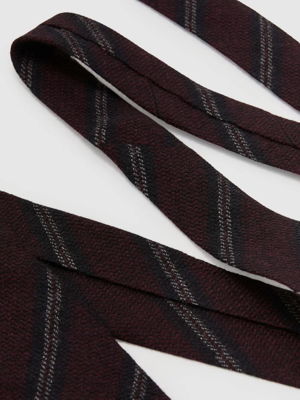 Reiss Burgundy Wool Double-stripe Unlined Tie,, view 3