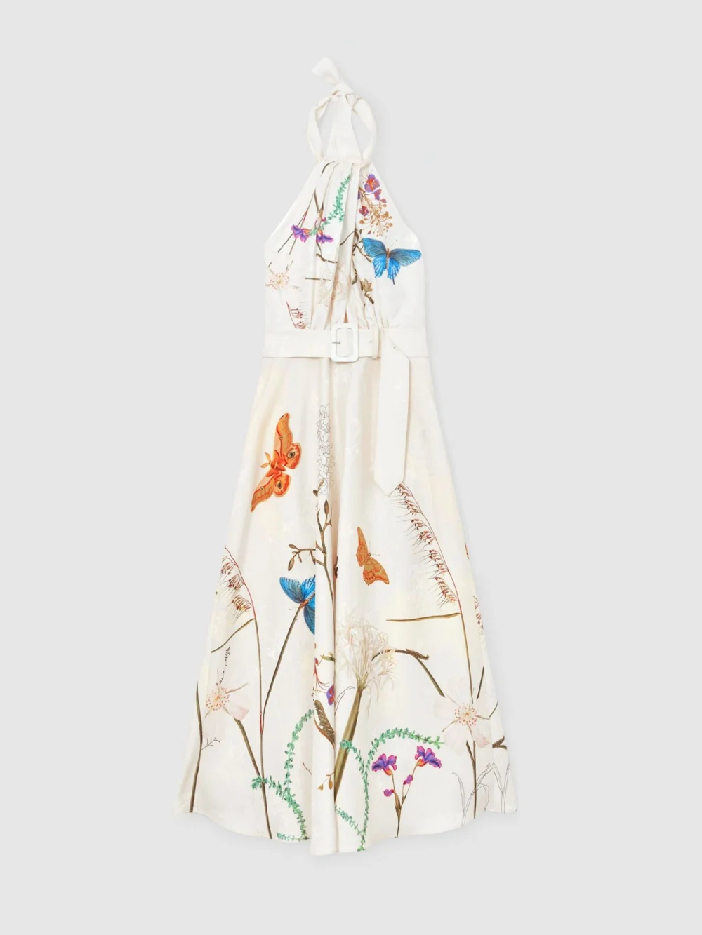 Reiss Butterfly-print Halterneck Midi Dress, view 2