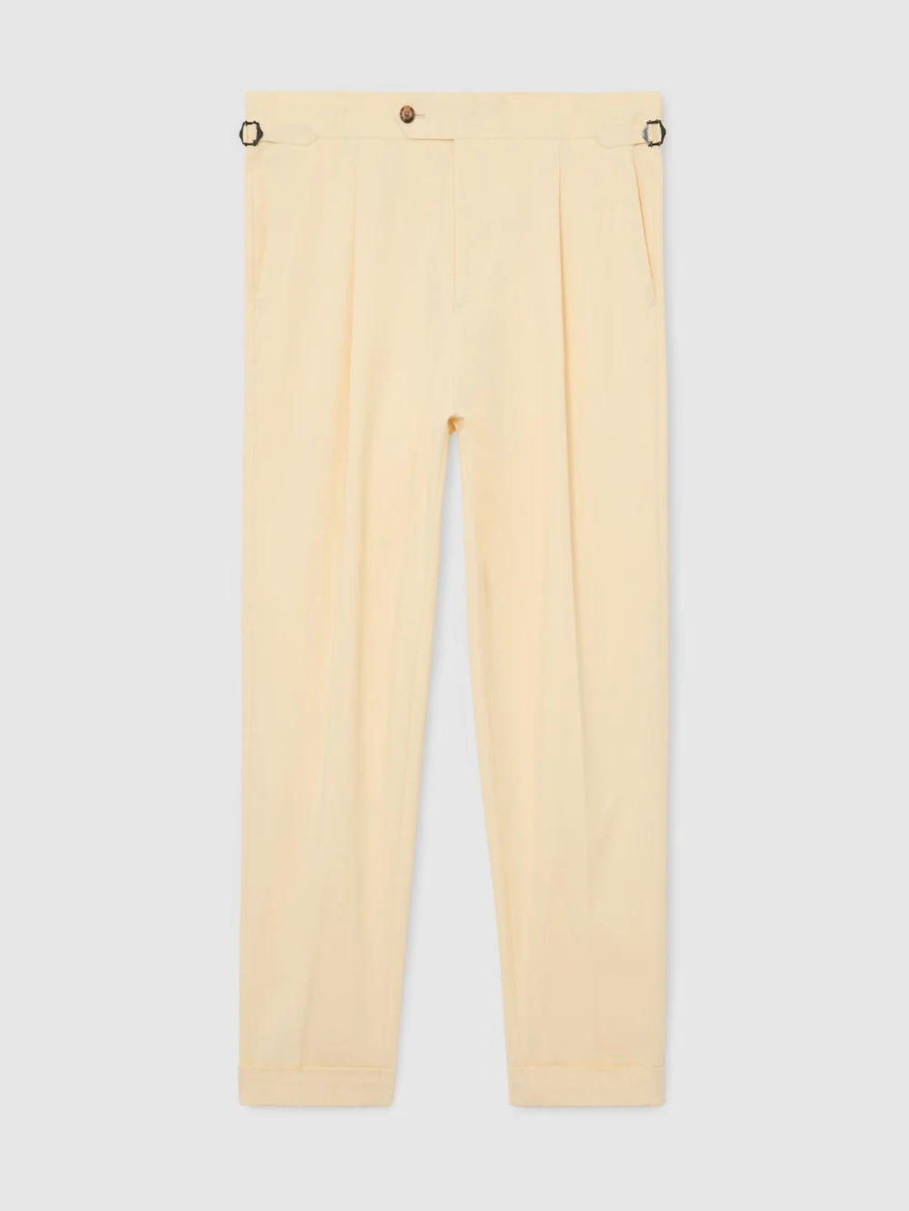 Reiss Buttermilk Yellow Cotton Classic-fit Cuffed Suit Trousers, view 2