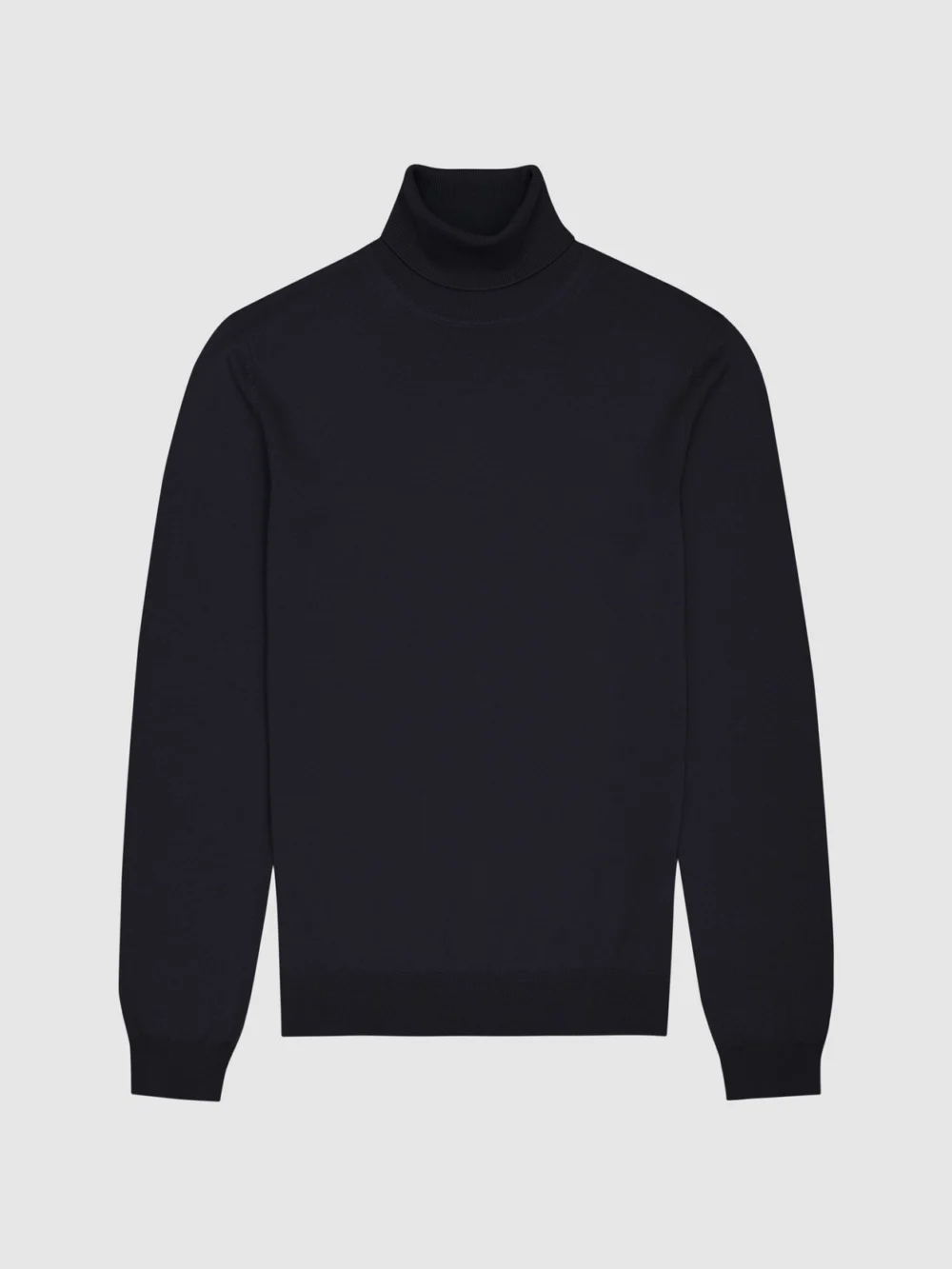 Reiss Caine Navy Merino Wool Roll-neck Jumper, M, view 2