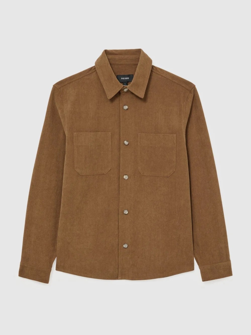 Reiss Camel Brown Corduroy Twin-pocket Overshirt, view 2