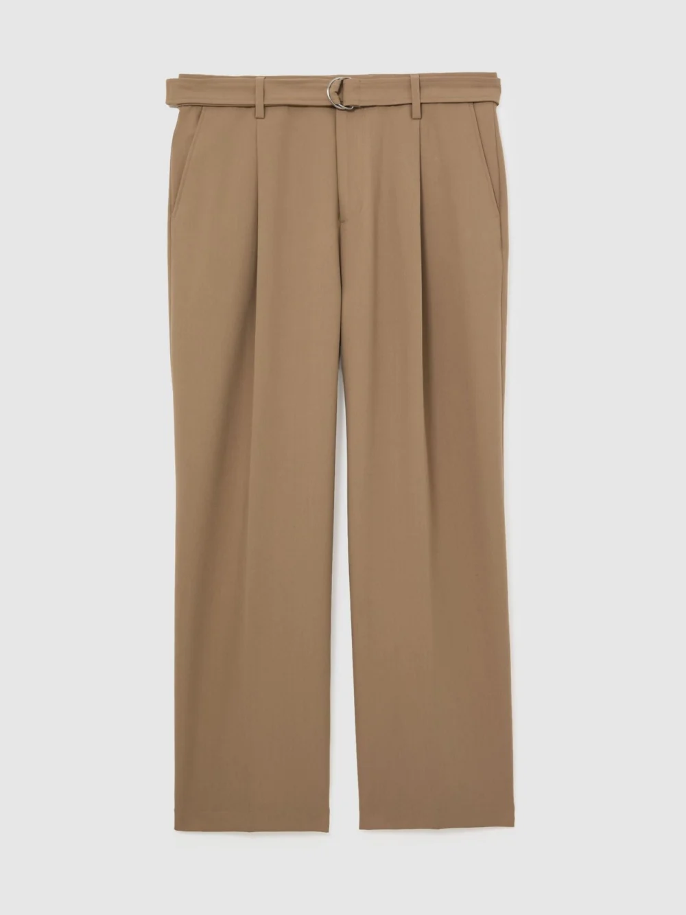 Reiss Camel Brown Relaxed-fit Belted Trousers, view 2