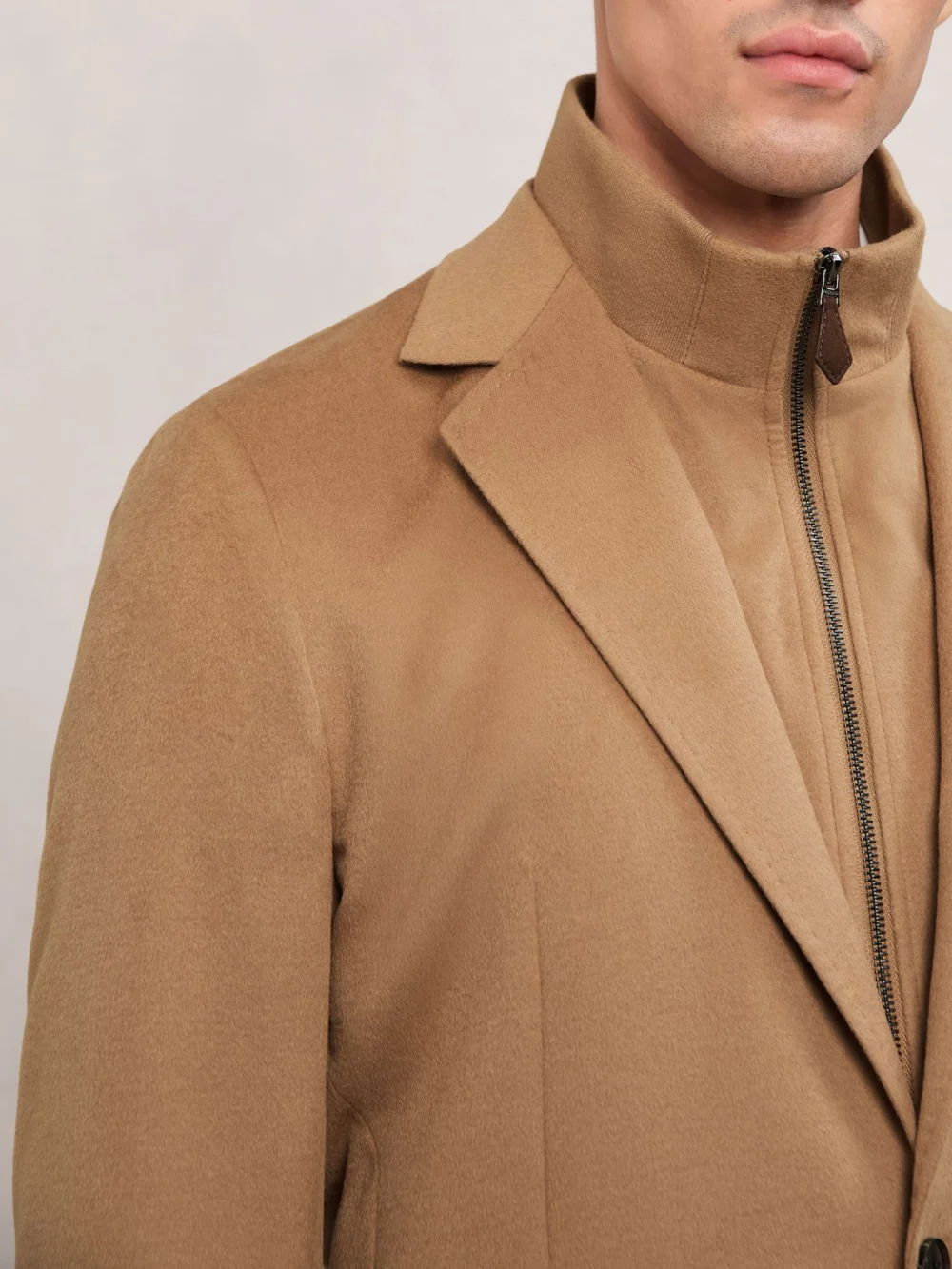 Reiss Camel Brown Single-breasted Blazer with Gilet Insert Tailored-fit, view 3