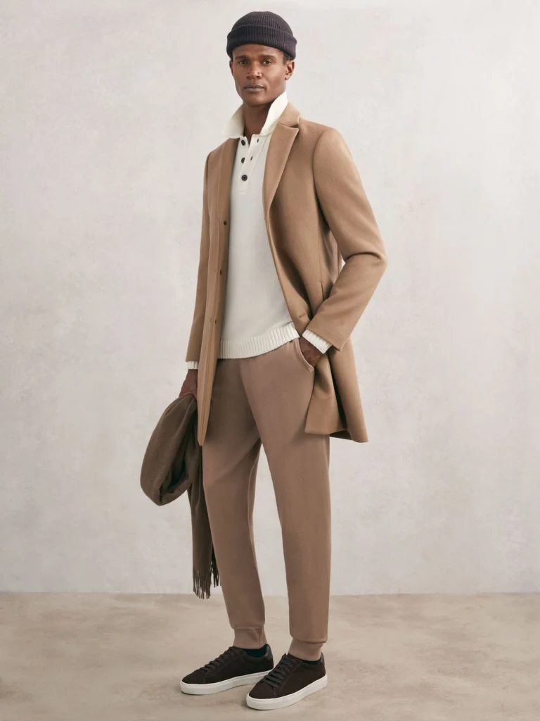 Reiss Camel Brown Wool-blend Cuffed Joggers