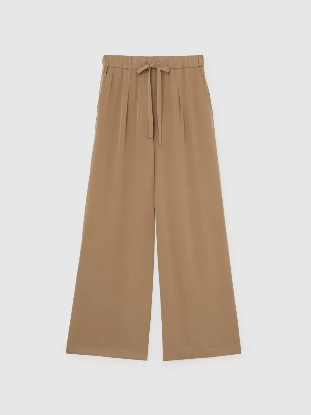 Reiss Camel Matte-silk Wide-leg Trousers, view 2