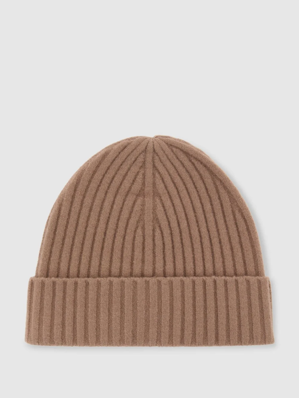Reiss Camel Merino Wool-blend Wide-rib Beanie,, view 2