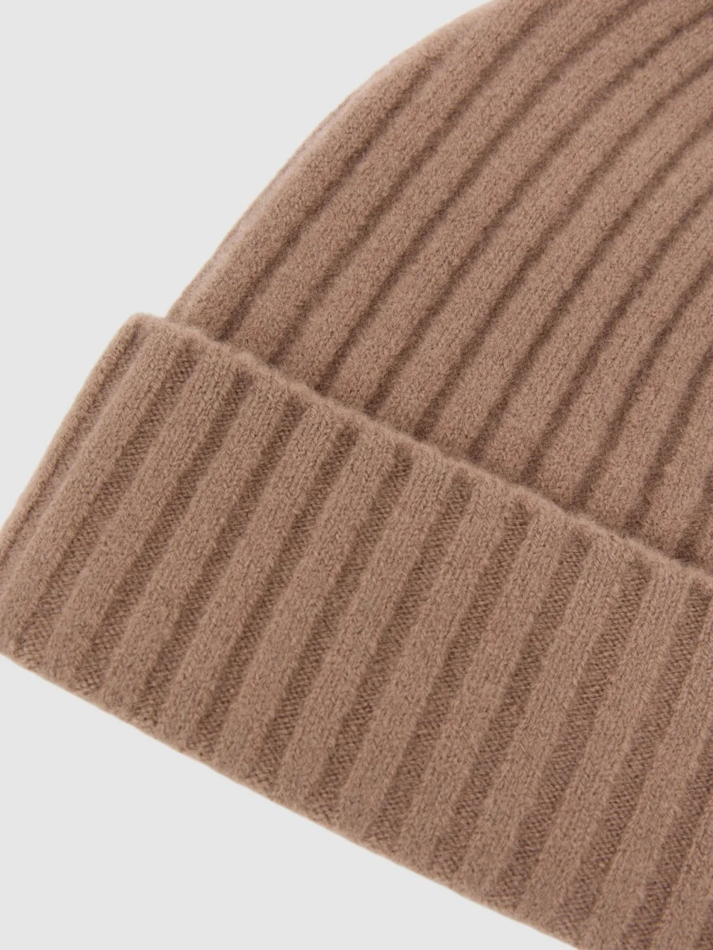 Reiss Camel Merino Wool-blend Wide-rib Beanie,, view 3