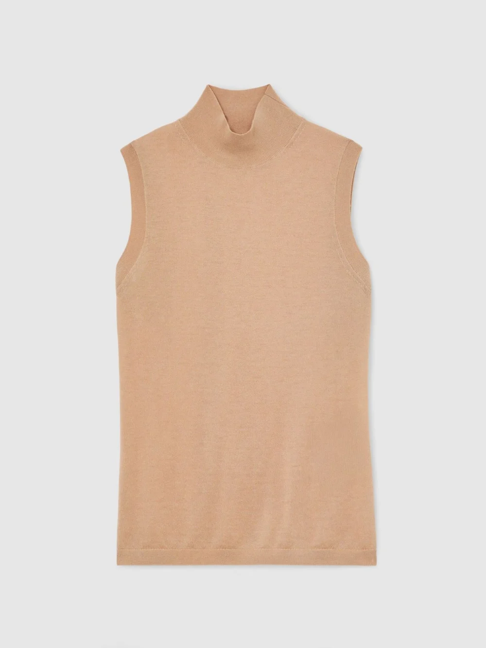 Reiss Camel Ultra-soft Merino Wool Funnel-neck Vest, view 2