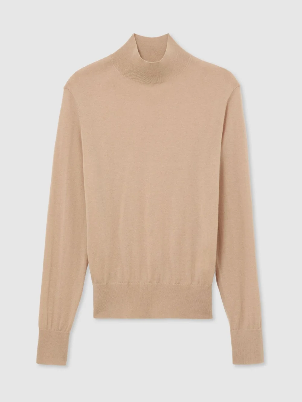 Reiss Camel Ultra-soft Merino Wool High-neck Jumper, view 2