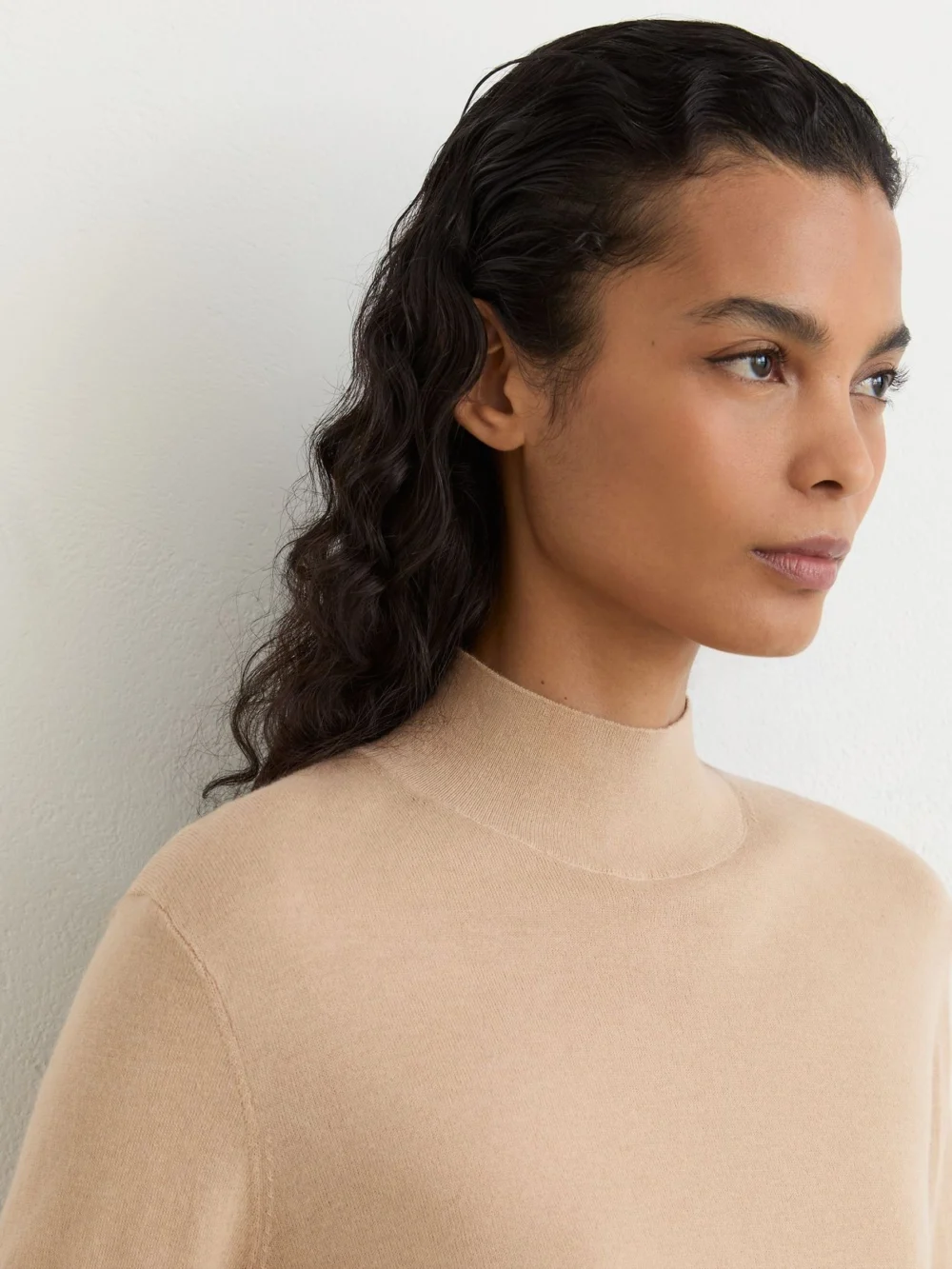 Reiss Camel Ultra-soft Merino Wool High-neck Jumper, view 3