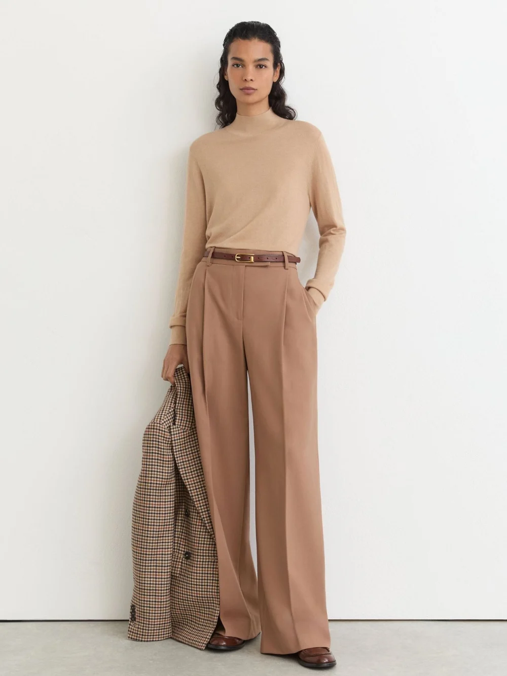 Reiss Camel Ultra-soft Merino Wool High-neck Jumper, view 4