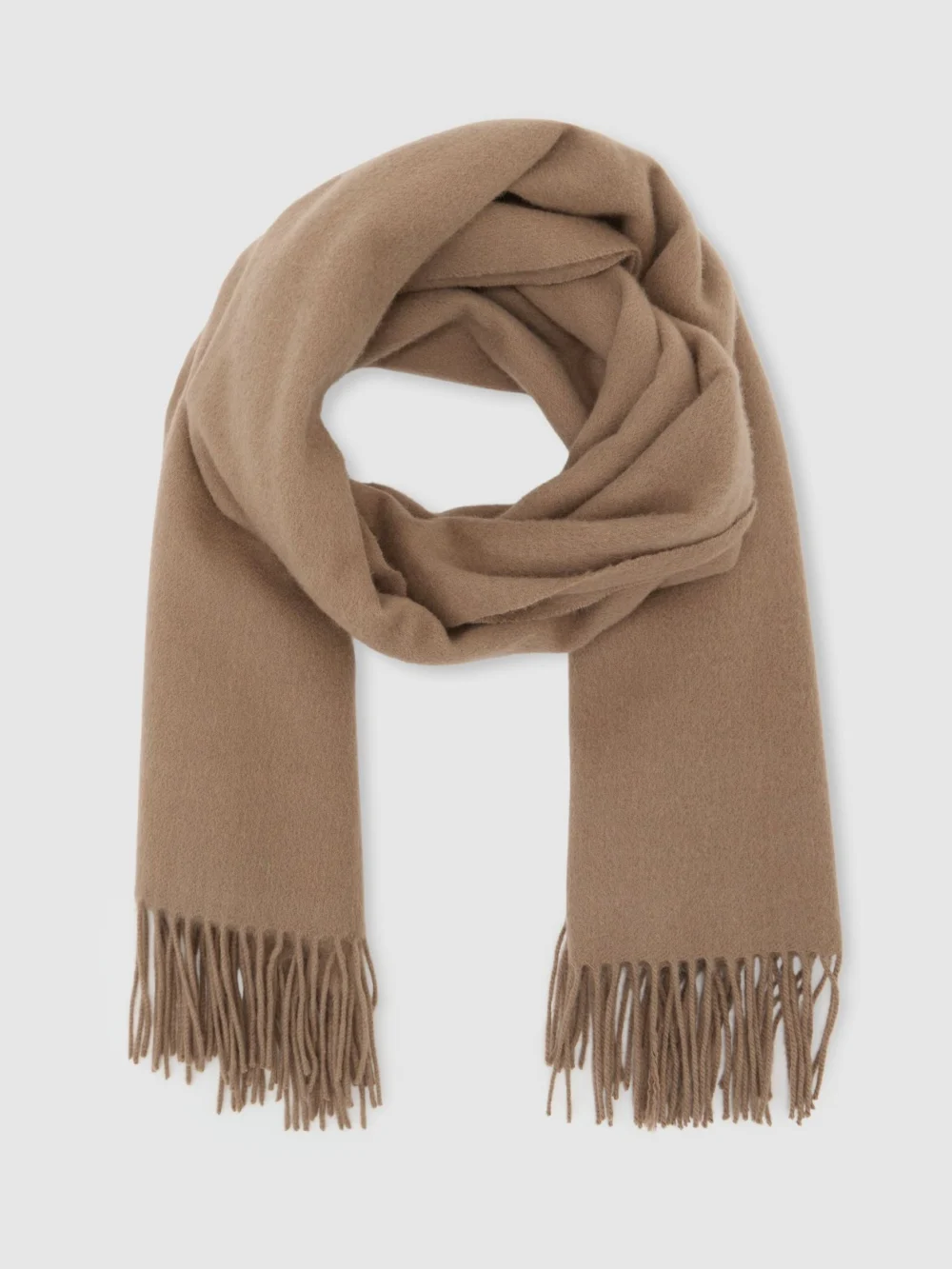 Reiss Camel Wool and Cashmere Scarf,, view 3