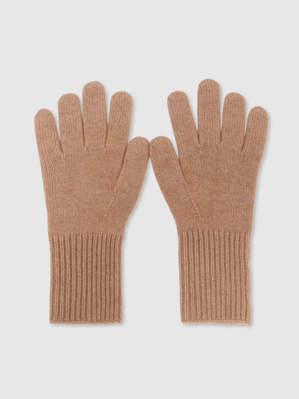 Reiss Camel Wool-blend Knitted Gloves with Cashmere,, view 2