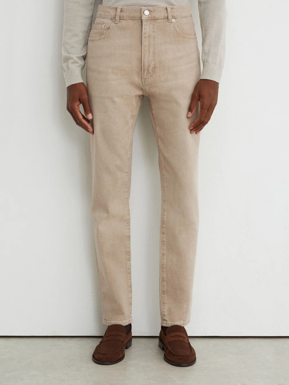 Reiss Caramel Brown Slim-fit Stonewashed Jeans, view 3