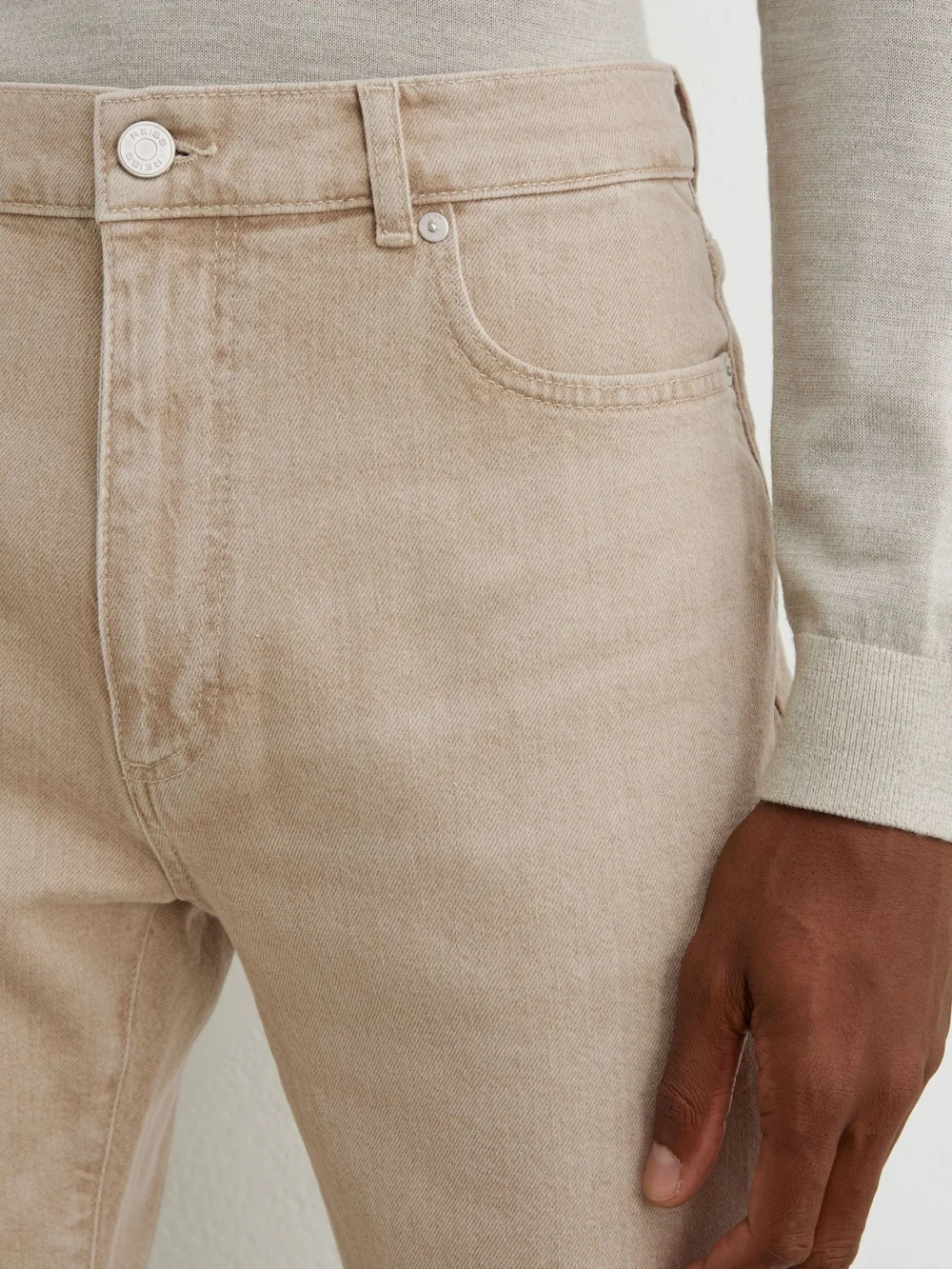 Reiss Caramel Brown Slim-fit Stonewashed Jeans, view 4