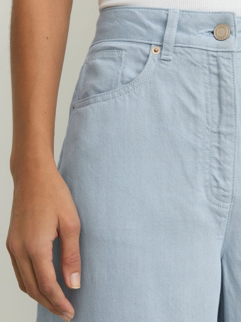 Reiss Carmen Women's Blue Lyocell-linen Wide-leg Trousers, view 3