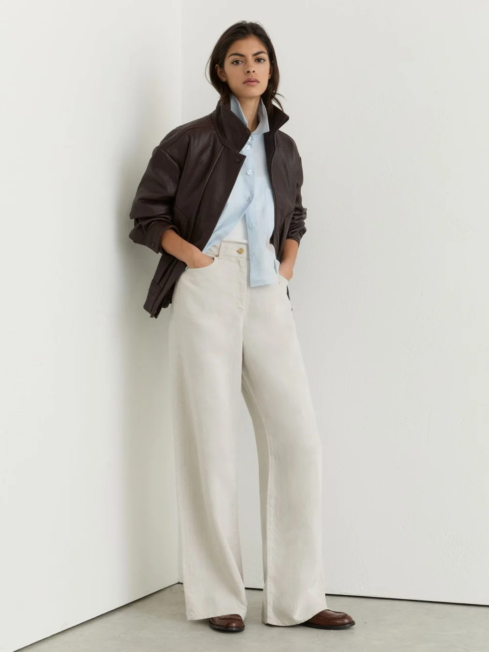 Reiss Carmen Women's Neutral Lyocell-linen Wide-leg Trousers