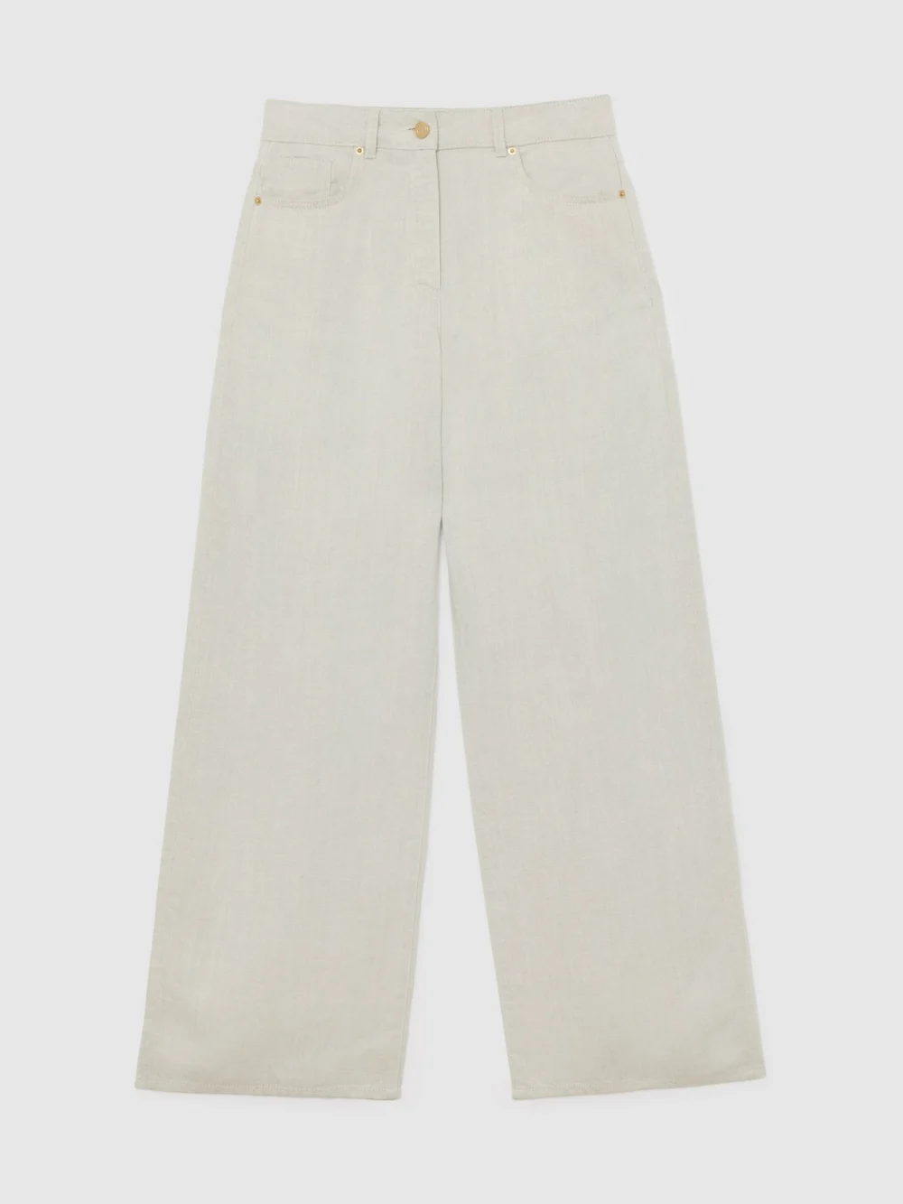 Reiss Carmen Women's Neutral Lyocell-linen Wide-leg Trousers, view 6