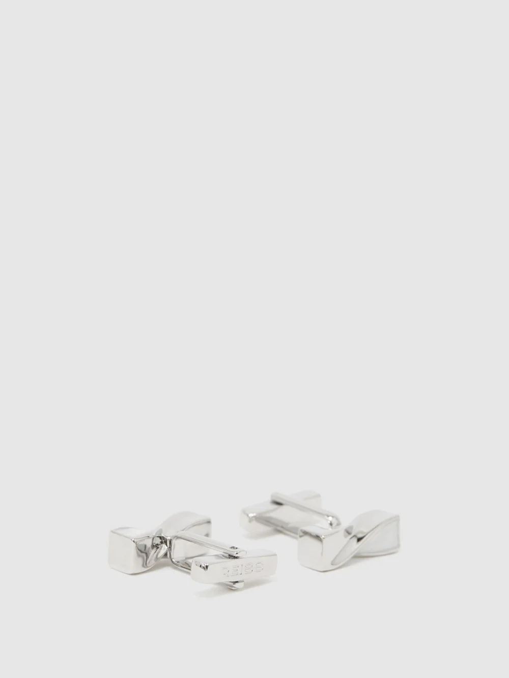 Reiss Carrick Silver & Twisted Bar Cufflinks, One Size, view 3