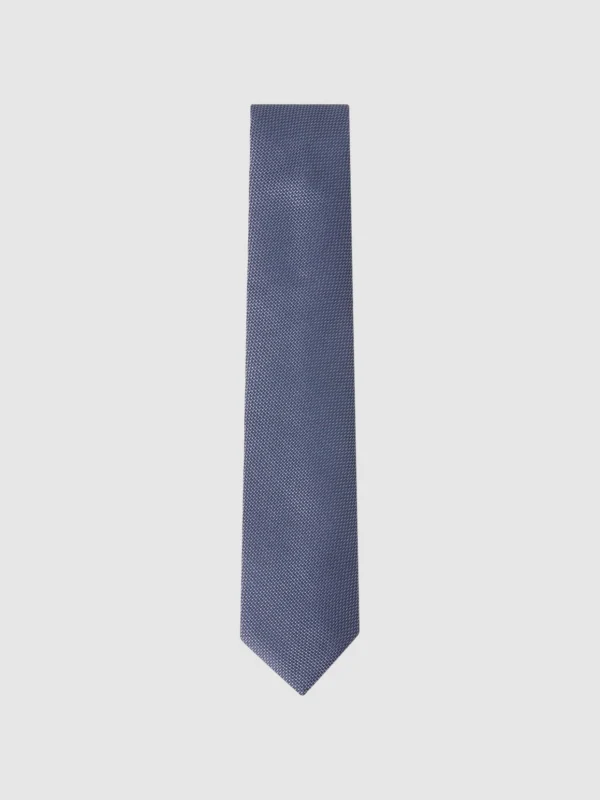 Reiss Ceremony Airforce Blue Textured Silk Blend Tie