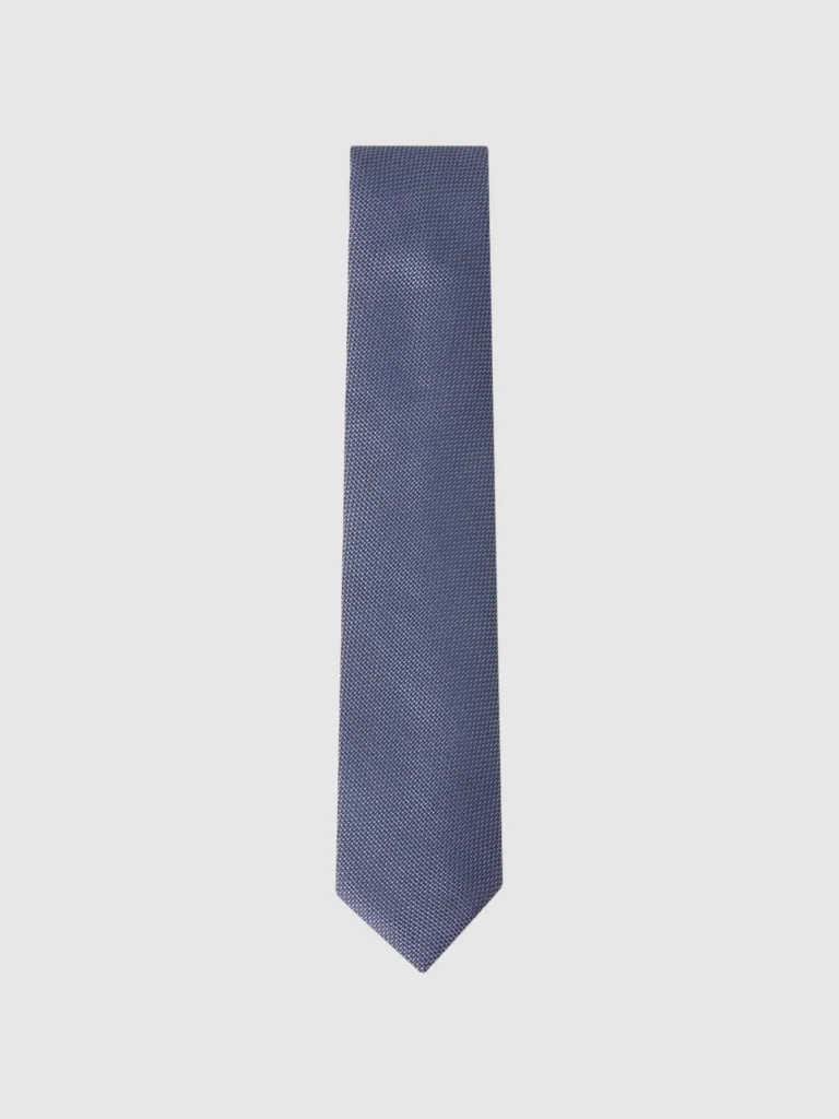 Reiss Ceremony Airforce Blue Textured Silk Blend Tie