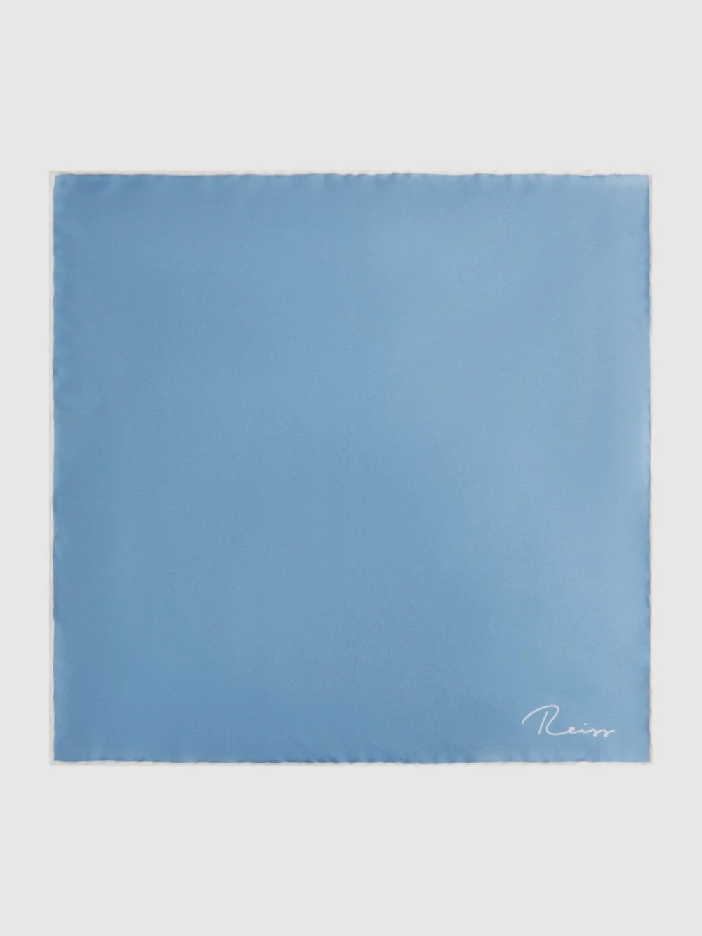 Reiss Ceremony Motif Pocket Square - Soft Blue Silk Plain, view 4