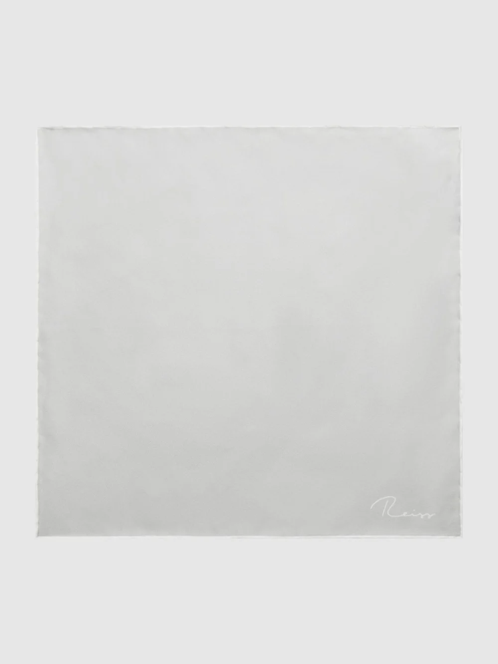 Reiss Ceremony Pocket Square - Silver Silk Plain, view 4