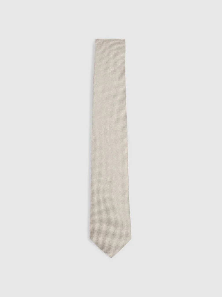 Reiss Ceremony Silk Tie - Beige Textured, Cream