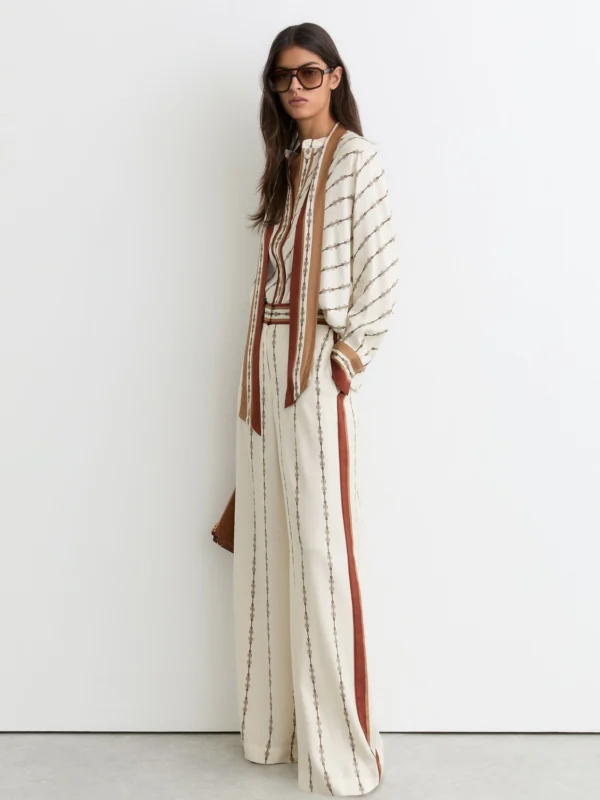 Reiss Chain-print Wide-leg Trousers
