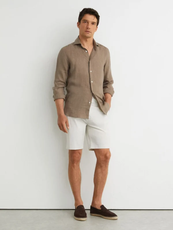 Reiss Chalk Regular Length Cotton Chino Shorts with Stretch