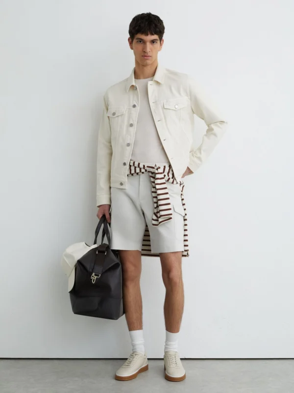 Reiss Chalk Wicket Cotton Chino Shorts with Stretch