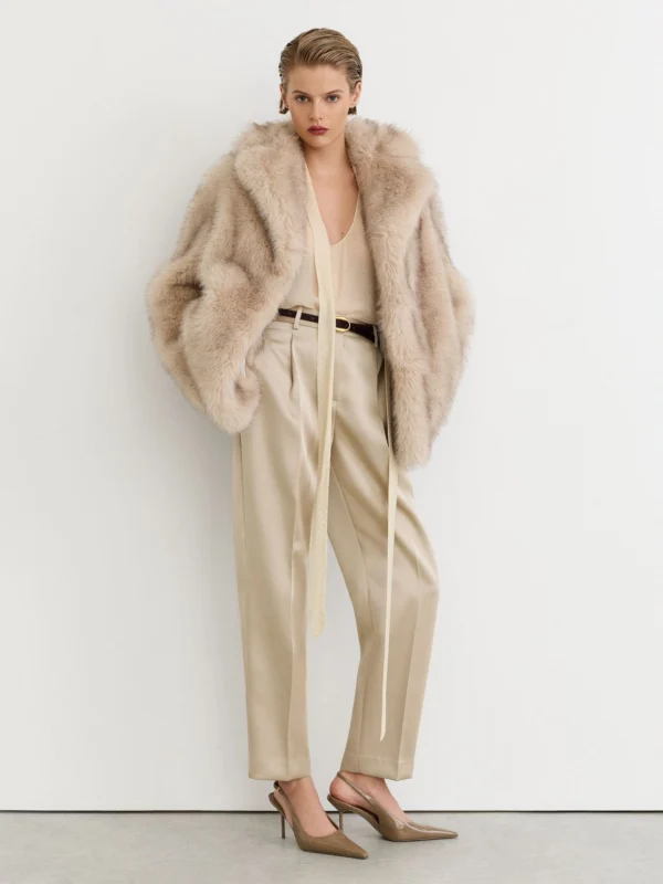Reiss Champagne Neutral Ellen Satin Single-pleated Trousers