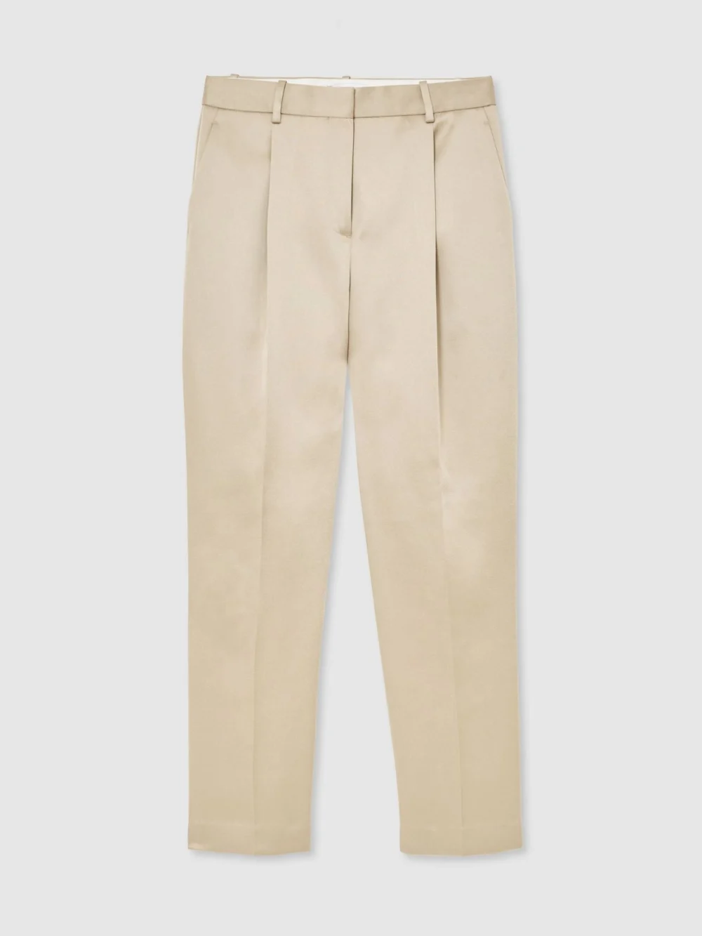 Reiss Champagne Neutral Ellen Satin Single-pleated Trousers, view 2