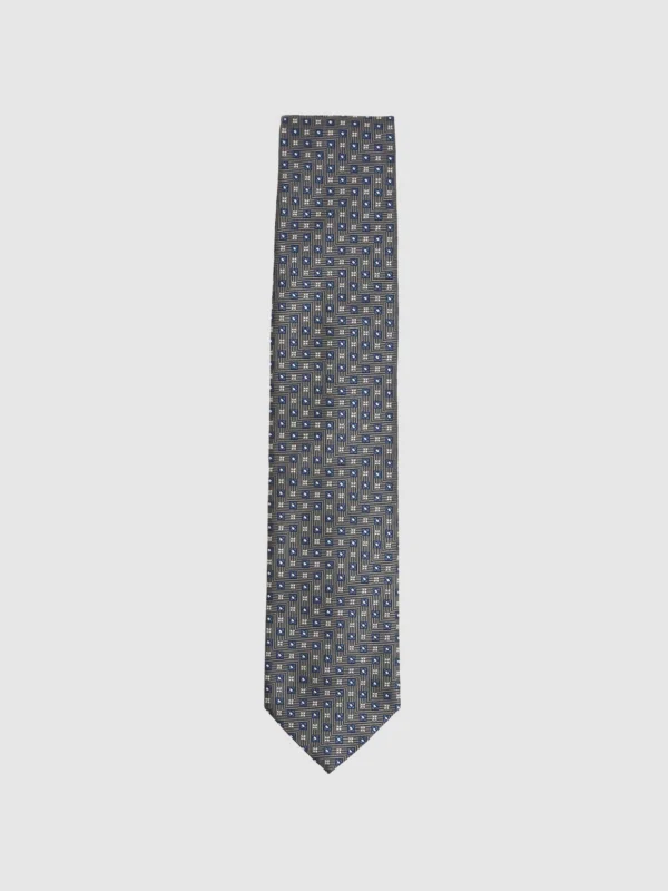Reiss Charcoal Foulard Silk Blend Floral Print Tie,