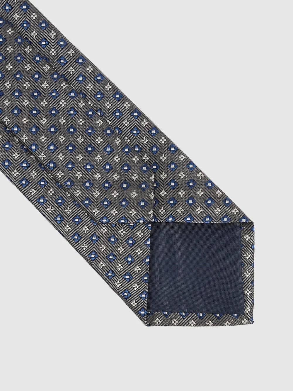 Reiss Charcoal Foulard Silk Blend Floral Print Tie,, view 3