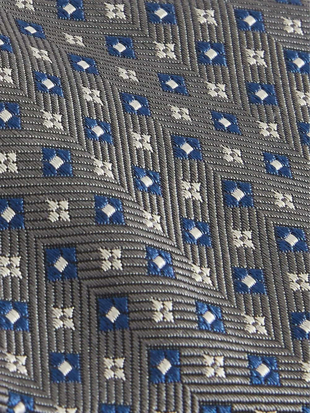 Reiss Charcoal Foulard Silk Blend Floral Print Tie,, view 4