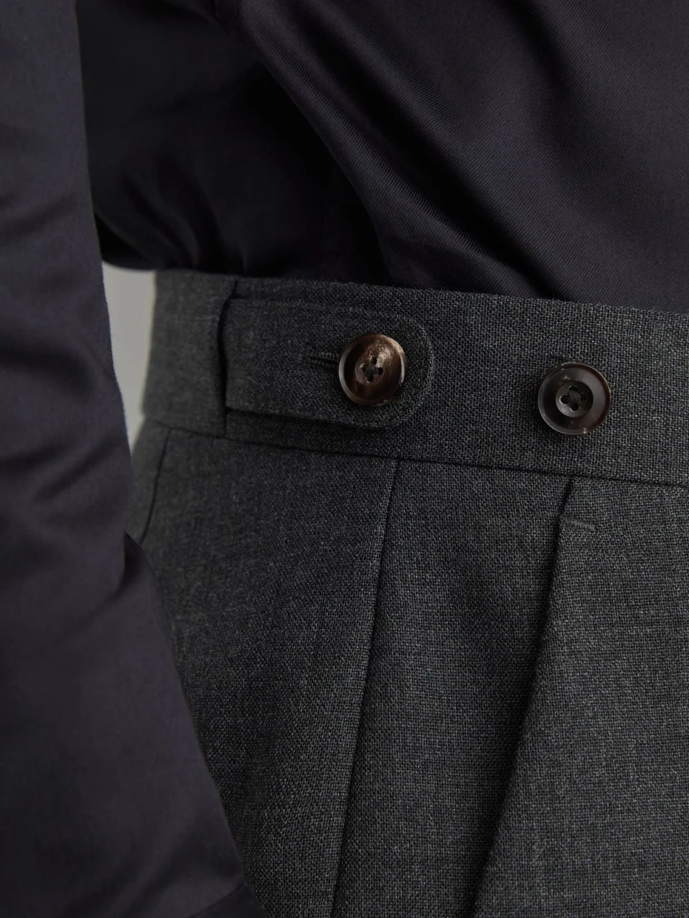 Reiss Charcoal Grey Classic Fit Wool Side-adjuster Suit Trousers, view 4